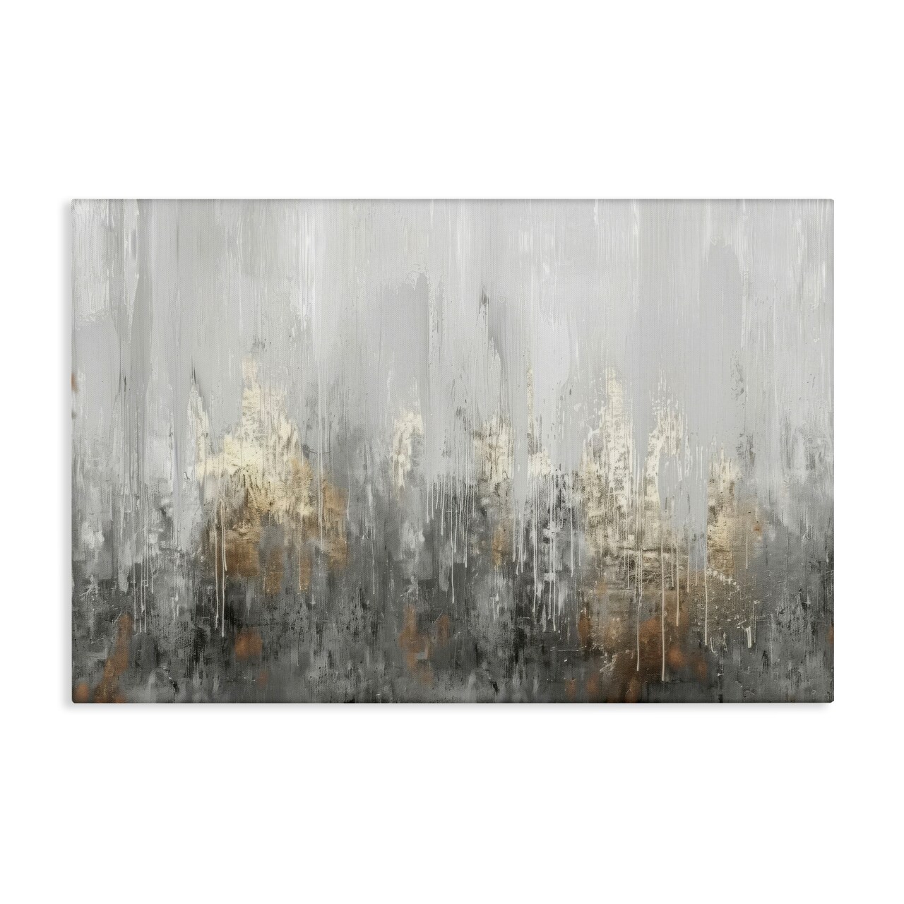 Stupell Industries Grey Silver Abstract Drip Canvas Wall Art Design by LSR Design Studio